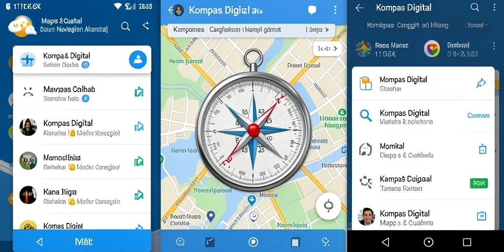 Tampilan antarmuka aplikasi Kompas Digital 116X yang sederhana dan intuitif.