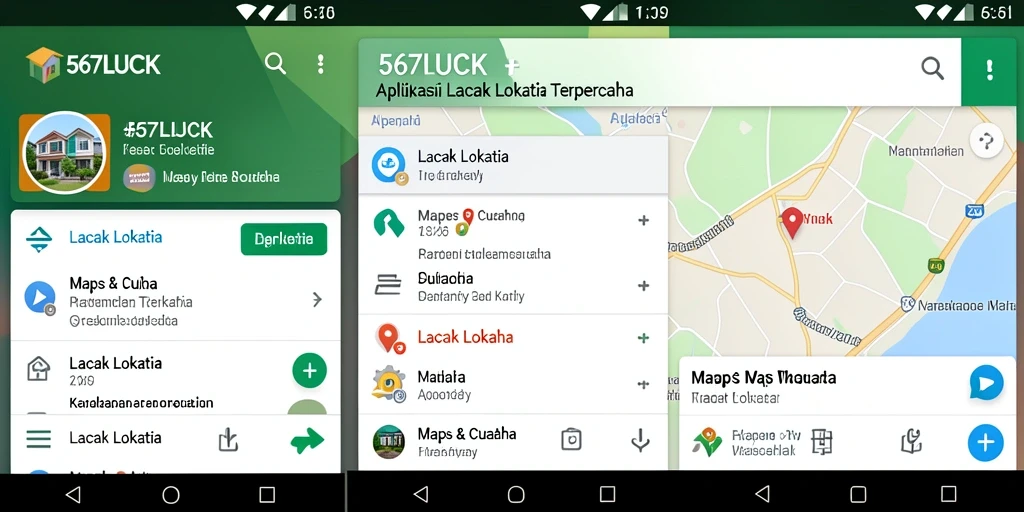 Antarmuka aplikasi 567LUCK dengan fitur lacak lokasi.