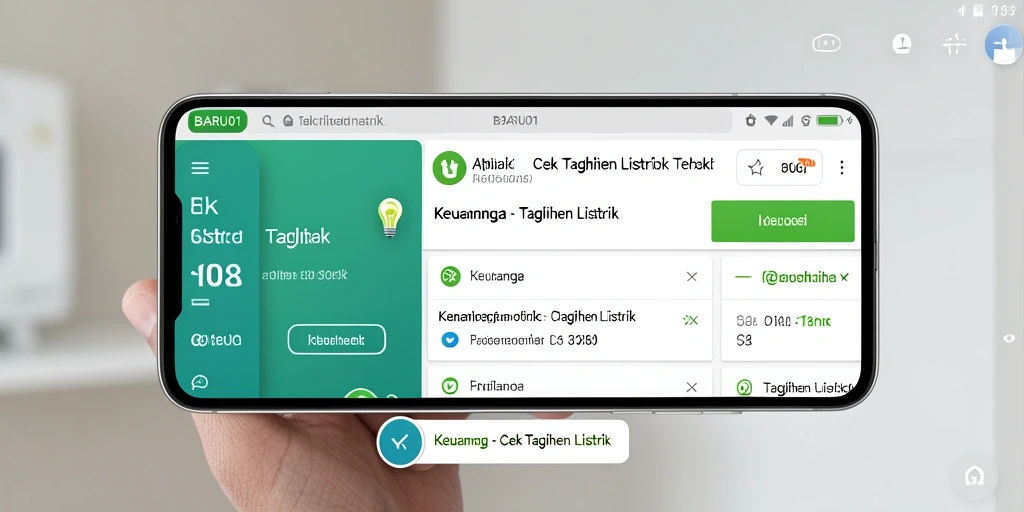 Tampilan antarmuka BARU01 untuk cek tagihan listrik.