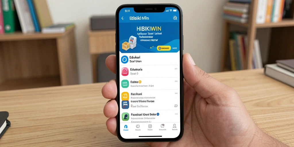 Tampilan aplikasi HIBIKIWIN dengan antarmuka yang menarik.