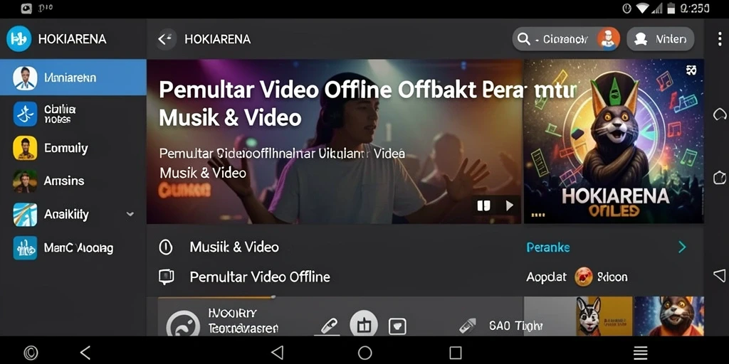 Tampilan antarmuka HOKIARENA saat memutar video offline.