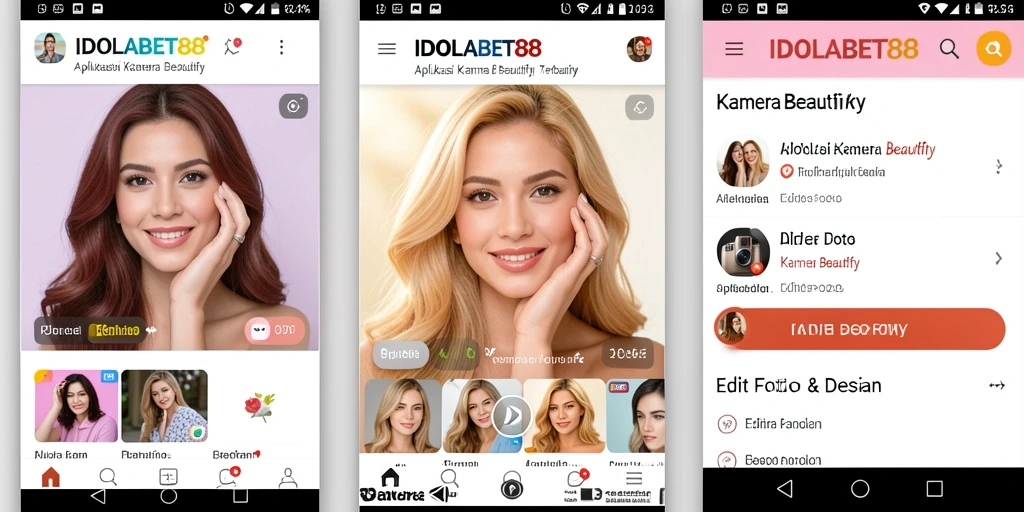 Antarmuka aplikasi IDOLABET88 menampilkan berbagai fitur Kamera Beautify yang intuitif.