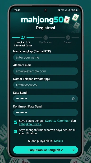 Buat Akun Baru di Mahjong500 untuk Pengguna Android